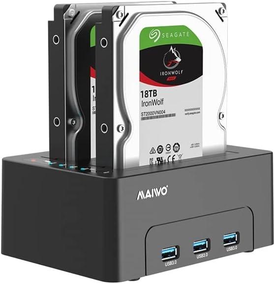 Maiwo K3082H USB 3.1 Gen1 5Gbps Docking Station for 2.5-3.5 SATA HDD SSD Opptil 14TB med støtte for UASP 3XUSB3.1 HUB