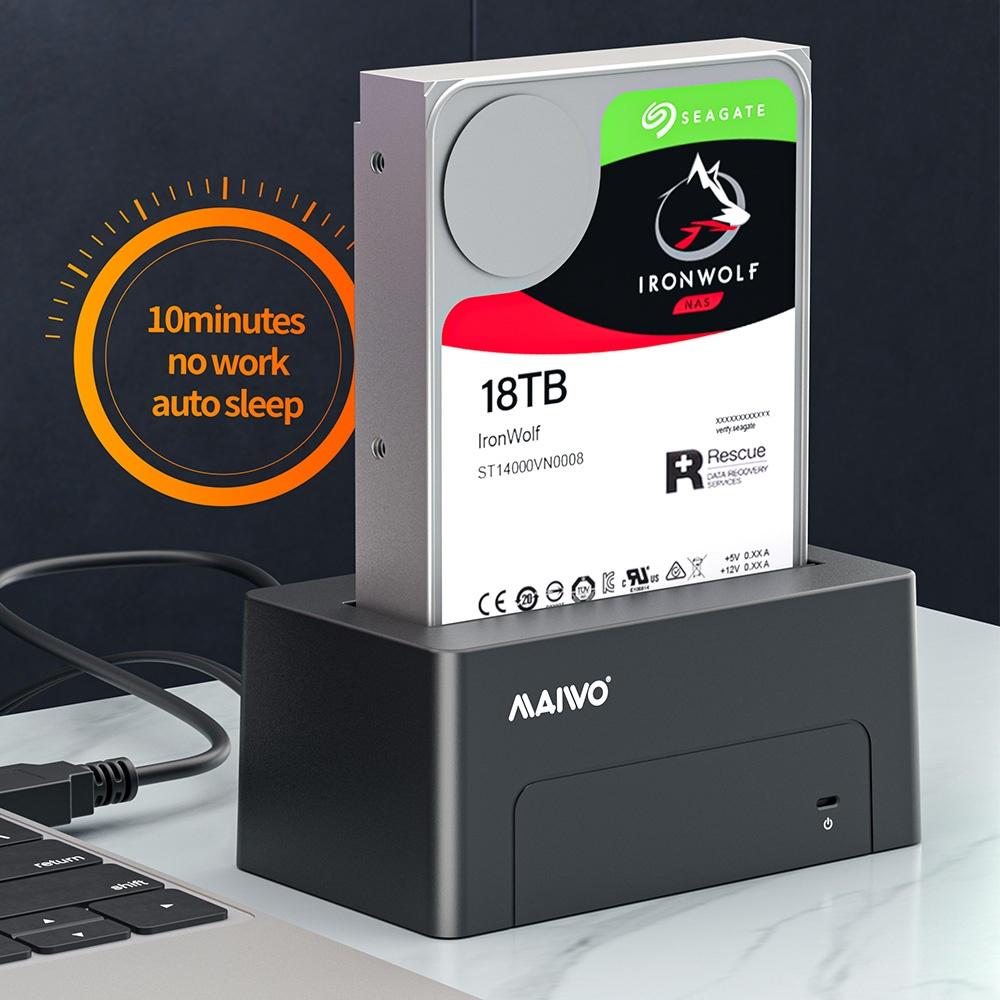 Maiwo K308 USB 3.1 Gen1 5Gbps Docking Station for 1. 2,5 / 3.5 "SATA HDD / SSD Opptil 14TB med støtte for UASP