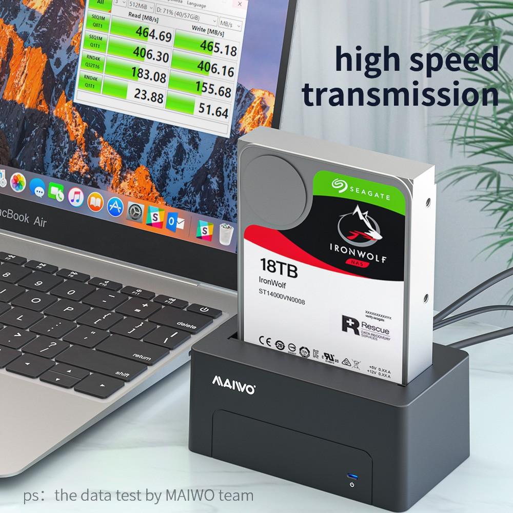 Maiwo K308 USB 3.1 Gen1 5Gbps Docking Station for 1. 2,5 / 3.5 "SATA HDD / SSD Opptil 14TB med støtte for UASP