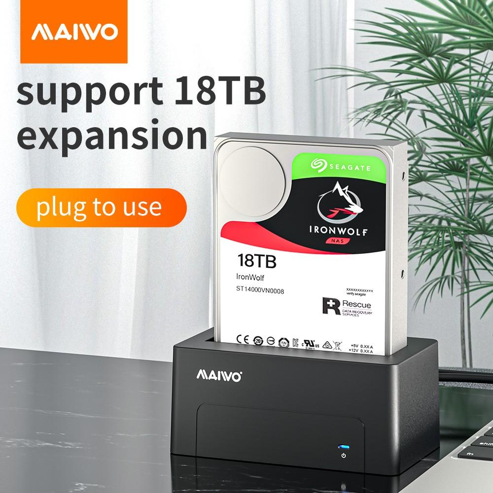 Maiwo K308 USB 3.1 Gen1 5Gbps Docking Station for 1. 2,5 / 3.5 "SATA HDD / SSD Opptil 14TB med støtte for UASP