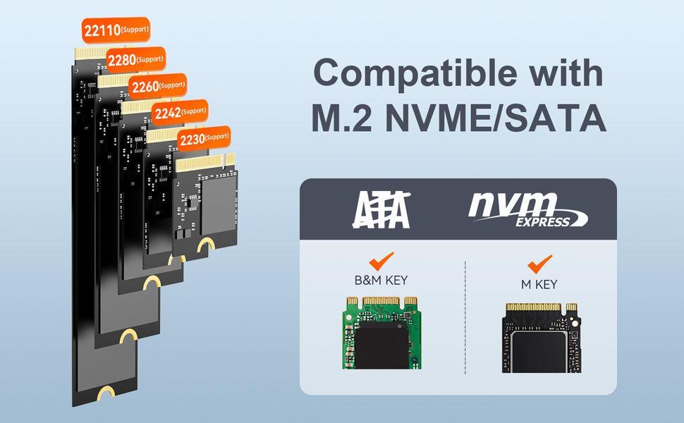 Maiwo USB-C 3.2 dokkingstasjon for NVMe/SATA M.2 SSD 10 Gbps