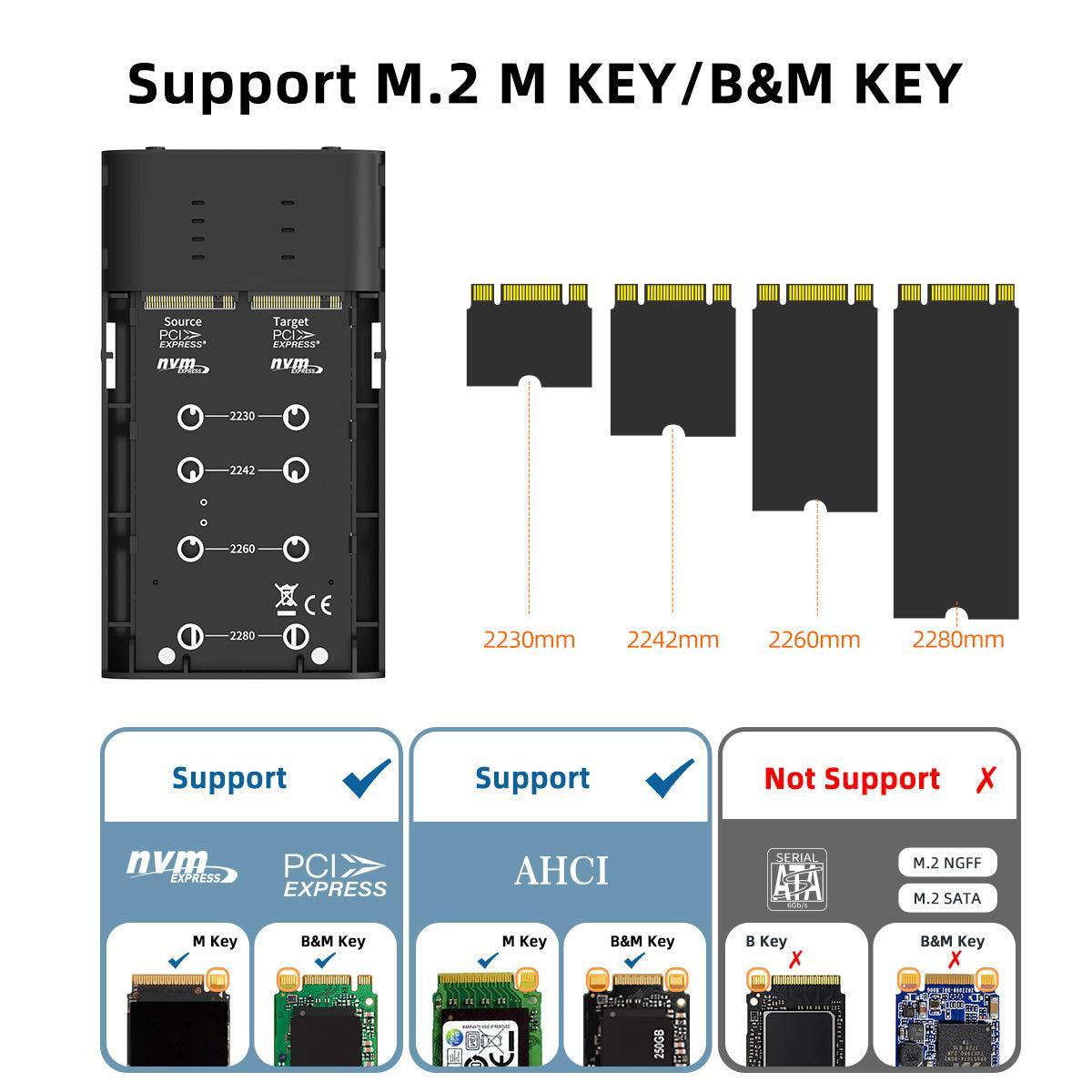 Maiwo eksternt kabinett for harddiskkloning M.2 NVMe SSD USB3.2 20Gbps