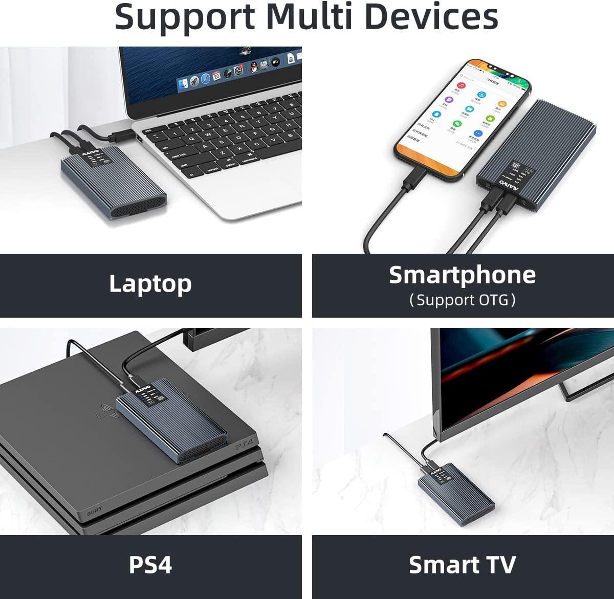 Maiwo eksternt kabinett for harddiskkloning M.2 SATA SSD USB3.2 5Gbps 1:1