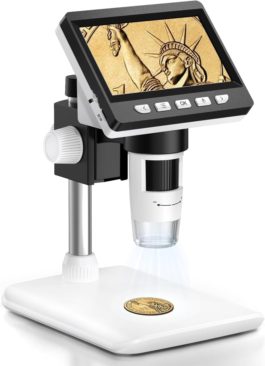 NÖRDIC Mikroskop for Mobiltelefoner, LCD Digitalt Mikroskop 50X–500X, 4,3-tommers 1080P USB-mikroskop med 8 justerbare LED-lys og PC-visning