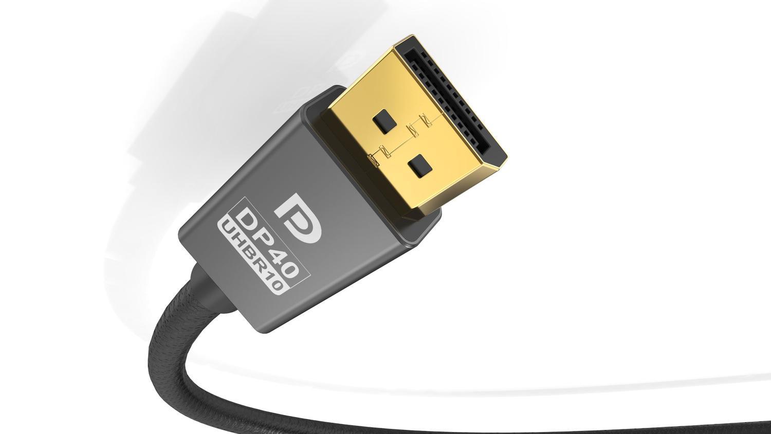 NORDIC CERTIFIED CABLES 2m VESA-sertifisert nylonflettet Displayport 2.1-kabel DP40 UHBR10 40Gbps 8K60H 4K144Hz