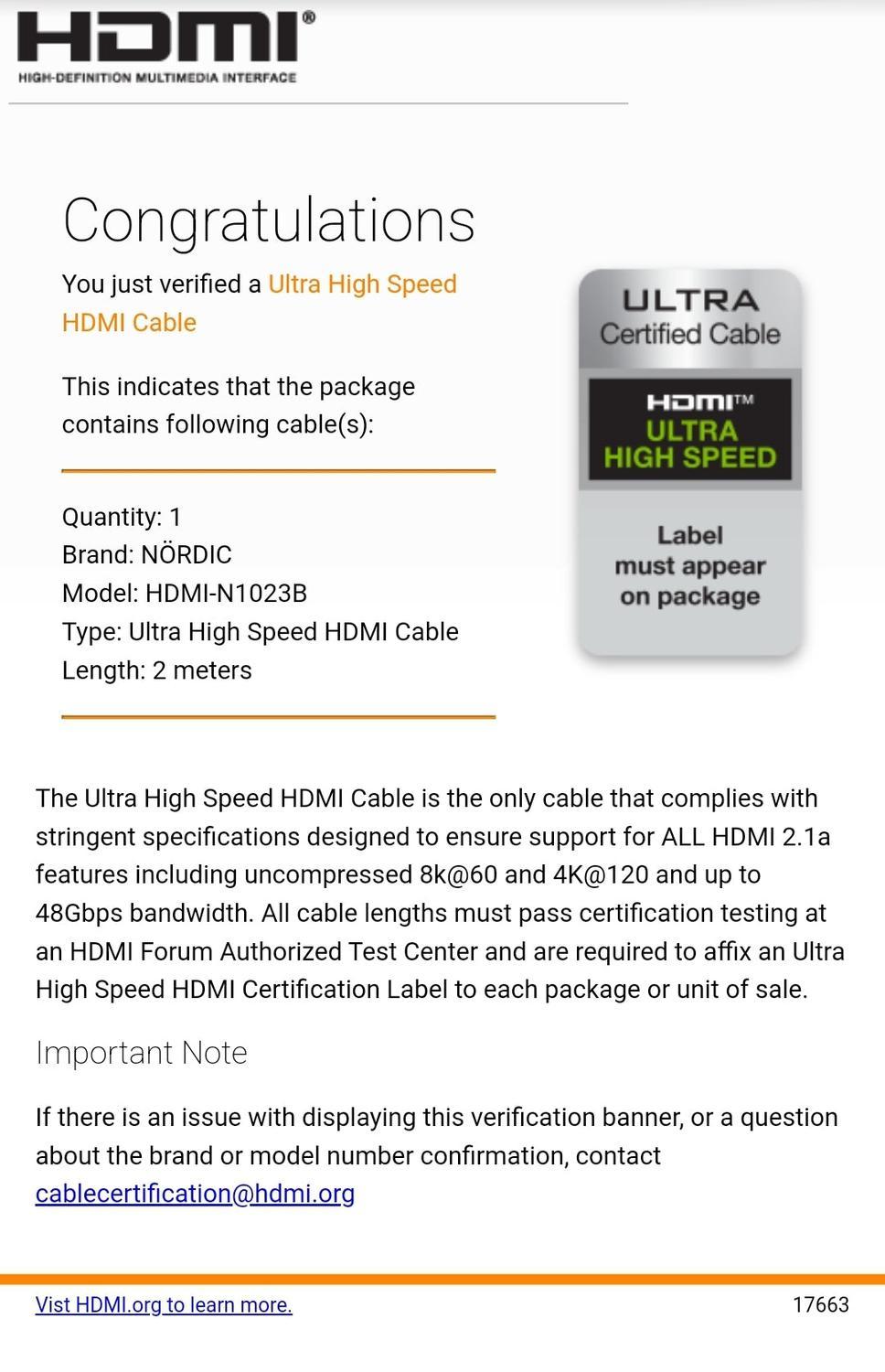 NORDIC-SERTIFISERT KABLER 2m Ultra High Speed HDMI 2.1 8K 60Hz 4K 120Hz 48Gbps Dynamic HDR eARC VRR Nylonflettet kabel Gullbelagt