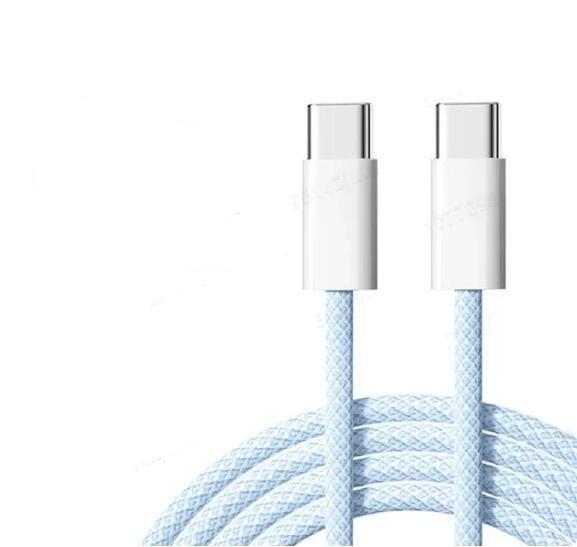 NÖRDIC 0,5 m USB 2.0 USB-C til C-kabel for iPhone 15/15 Pro/15 Plus/15 Pro Max 3A 480Mbps 60W blå