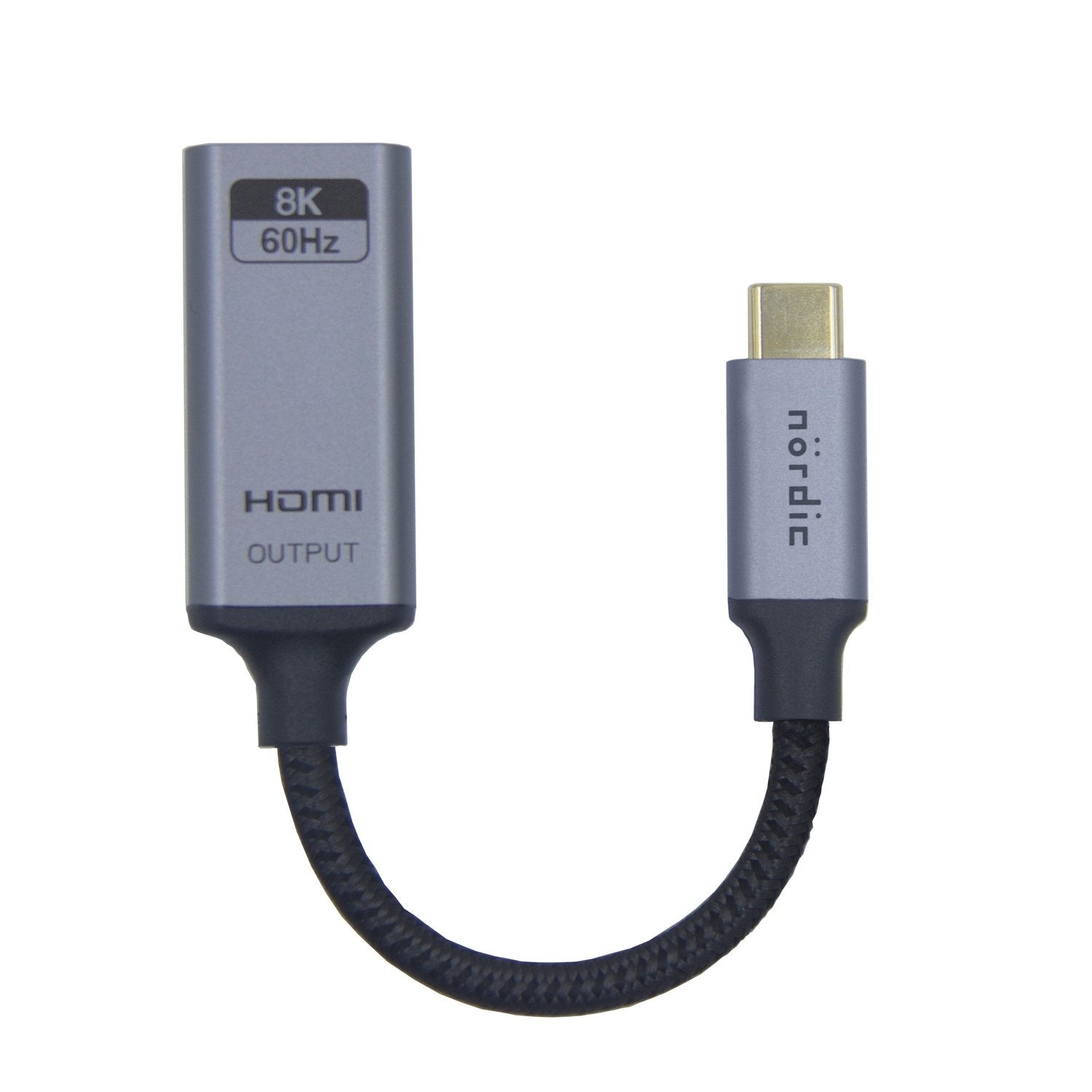 NÖRDIC 0,5m USBC til DisplayPort Cable UHD 4K 60Hz 21.6Gbps DP Alt-modus 1.2 HDCP, aluminium Kontakt informasjon Grå