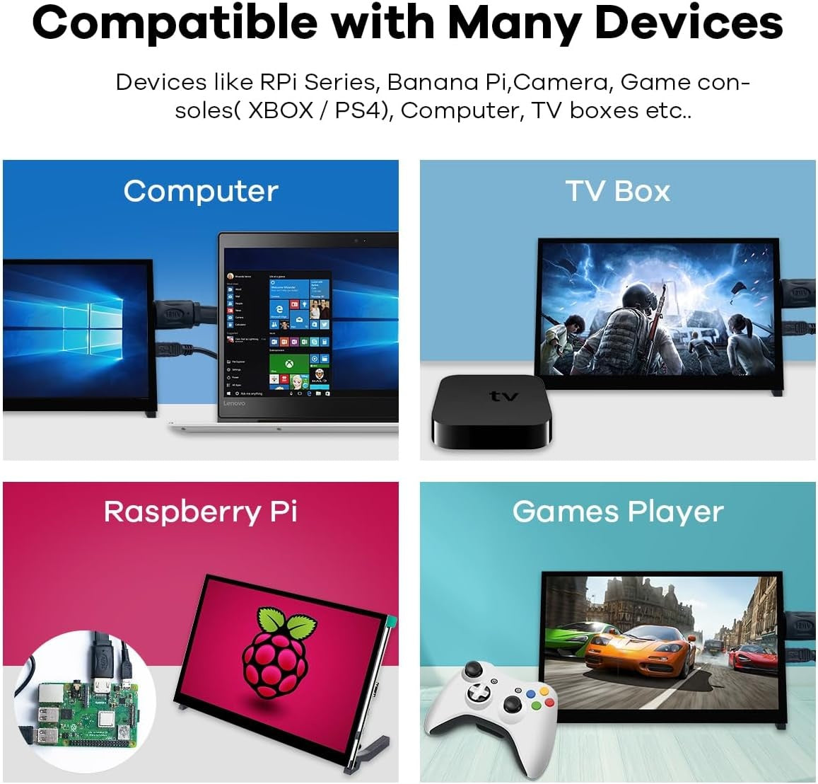 NÖRDIC 10,1" Berøringsskjerm, 1024x600 IPS LCD-panel med kapasitiv touch, HDMI-skjerm for Raspberry Pi