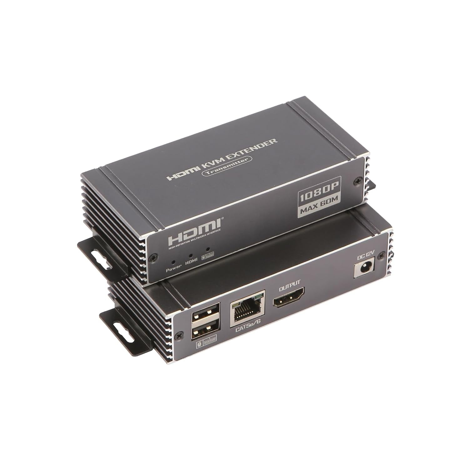 NÖRDIC 1080P 60Hz 65M HDMI KVM Extender USB over Cat5e/Cat6, POC med loop-støtte, USB for tastatur og mus til PC/datamaskin