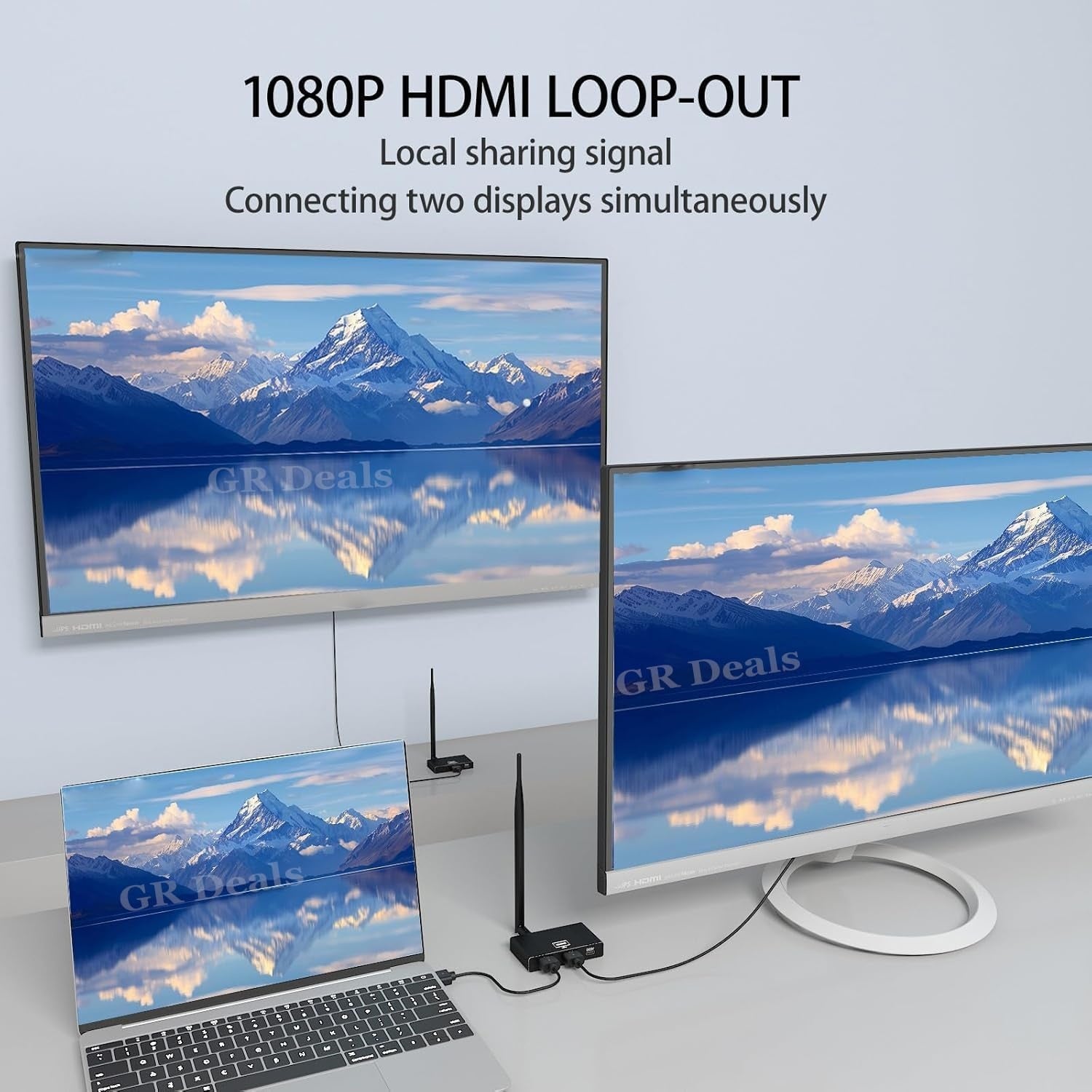 NÖRDIC 1080P Full HD HDMI Trådløs 180m Forlenger TX til RX Loop Out WiFi 5.8G