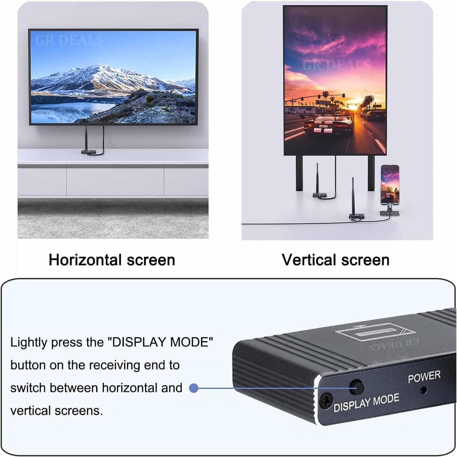 NÖRDIC 1080P Full HD HDMI Trådløs 180m Forlenger TX til RX Loop Out WiFi 5.8G