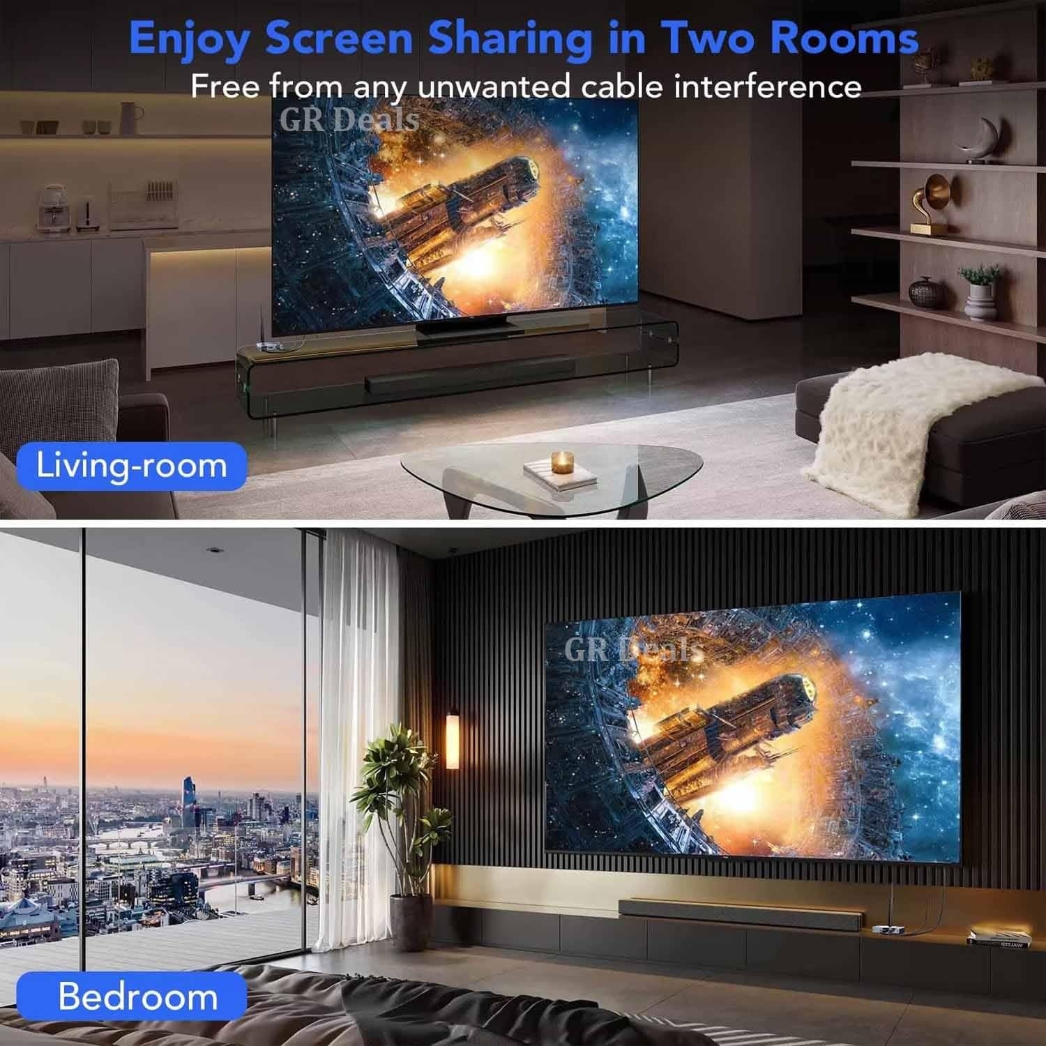 NÖRDIC 1080P Full HD HDMI Trådløs 180m Forlenger TX til RX Loop Out WiFi 5.8G