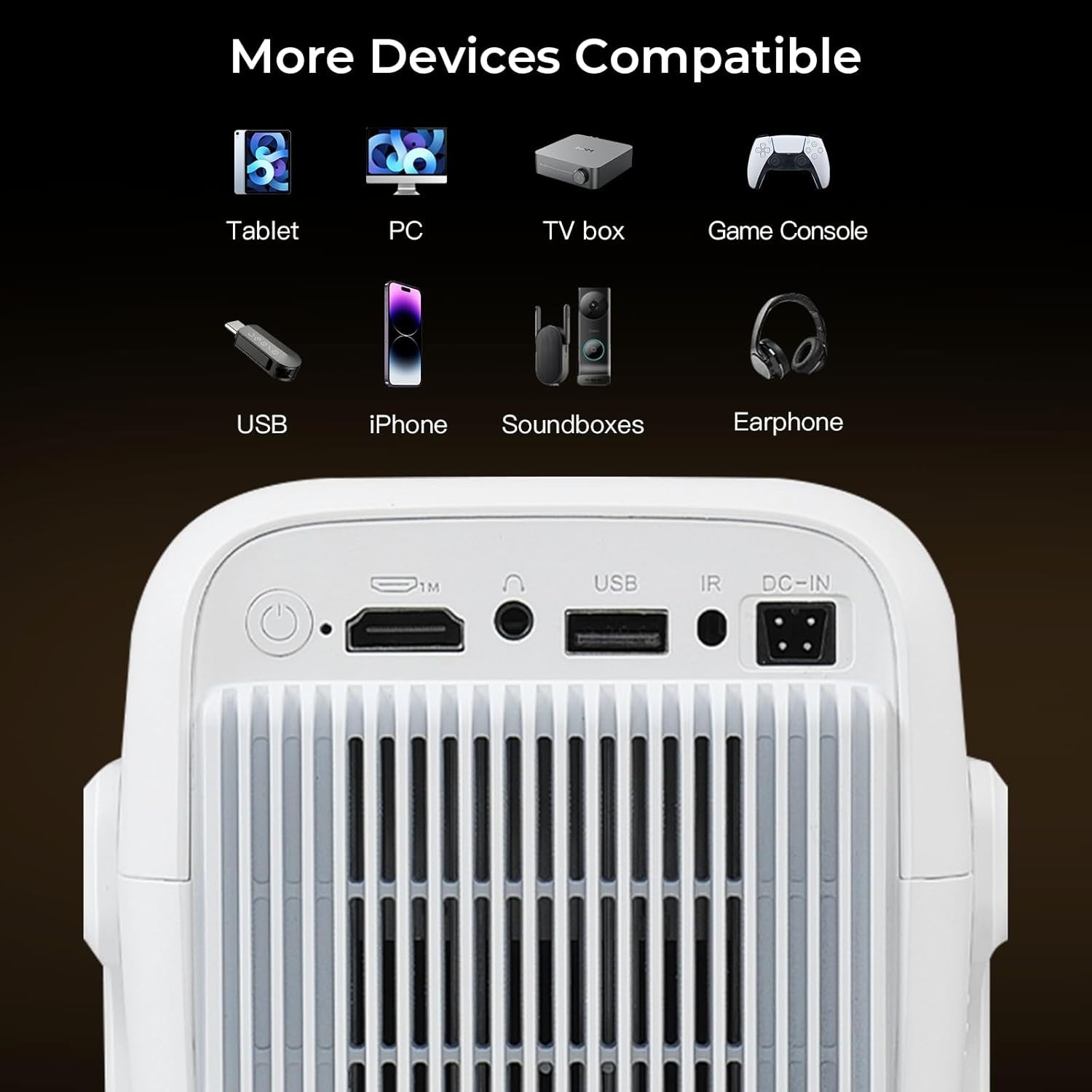 NÖRDIC 1080P Projektor Netflix-sertifisert 200 ANSI lumen 2.4/5G WiFi 6 støtte for iOS/Android