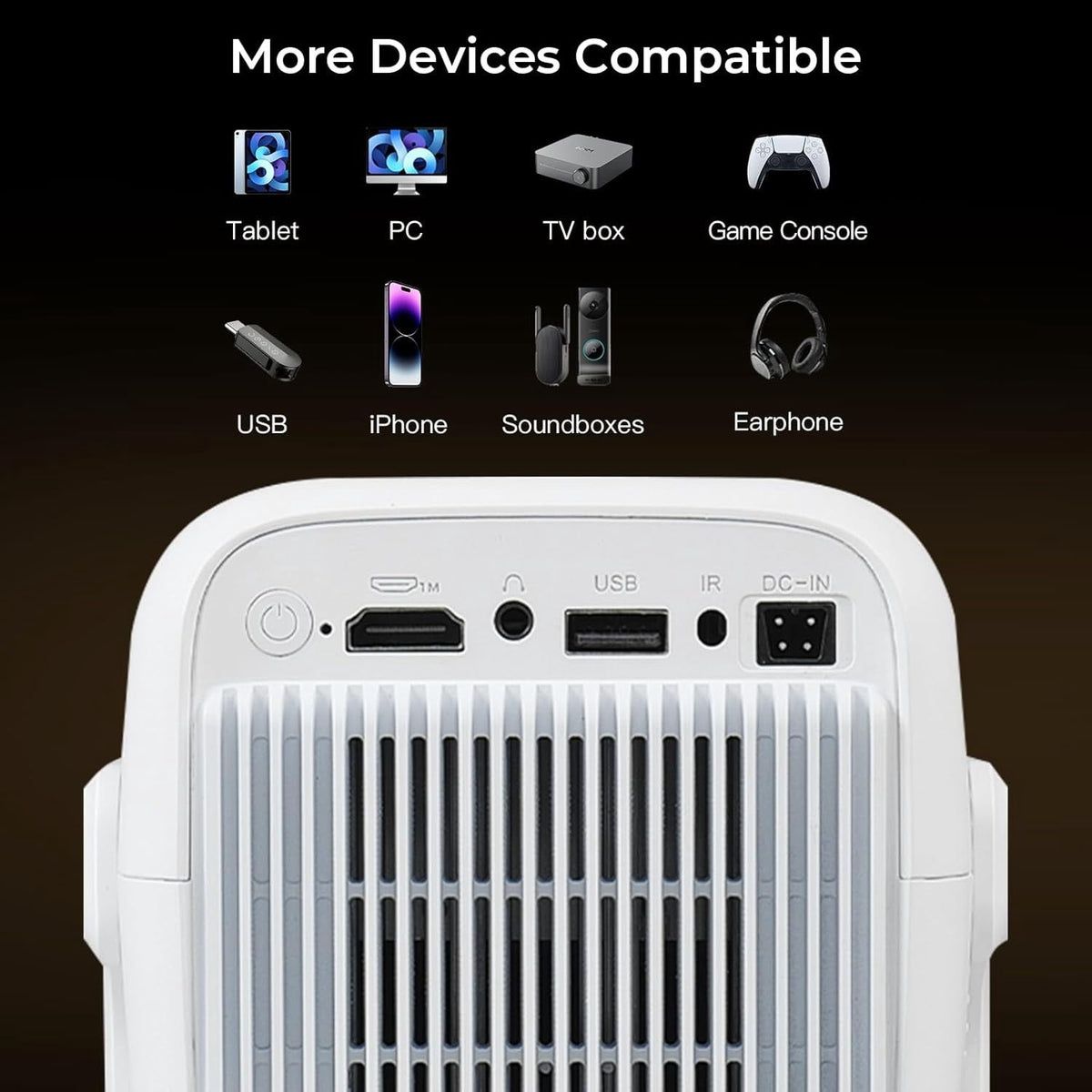 NÖRDIC 1080P Projektor Netflix-sertifisert 200 ANSI lumen 2.4/5G WiFi 6 støtte for iOS/Android