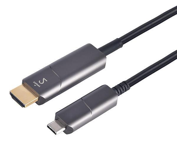 NÖRDIC 10m Active AOC Fiberkabel USB 3.1 Type C til HDMI 4K 60hz 21,6Gbps HDCP / EDID / CEC / 3D