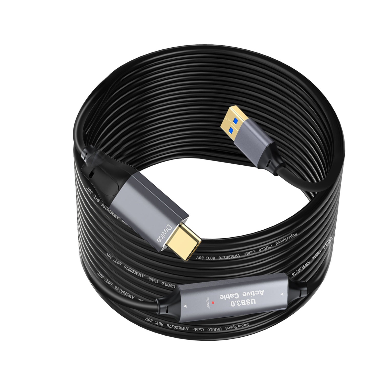 NÖRDIC 10m Aktiv USB 3.0 A til C Kabel, 5Gbps Super Speed USB-kabel Kompatibel med VR, Kamera, Dokkingstasjon og mer
