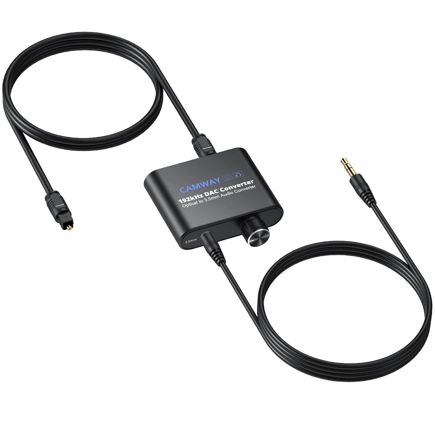 NÖRDIC 192 kHz digital til analog lydkonverter, SPDIF optisk til 3,5 mm adapter med 1 m optisk kabel + 1 m 3,5 mm lydkabel