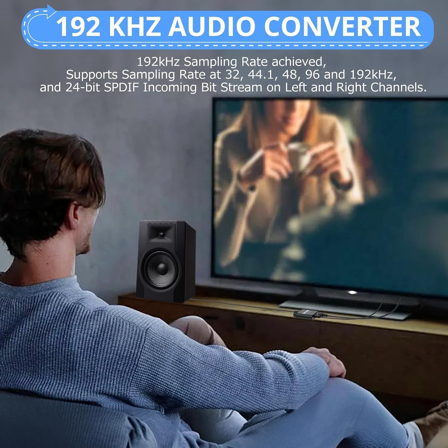 NÖRDIC 192 kHz digital til analog lydkonverter, SPDIF optisk til 3,5 mm adapter med 1 m optisk kabel + 1 m 3,5 mm lydkabel