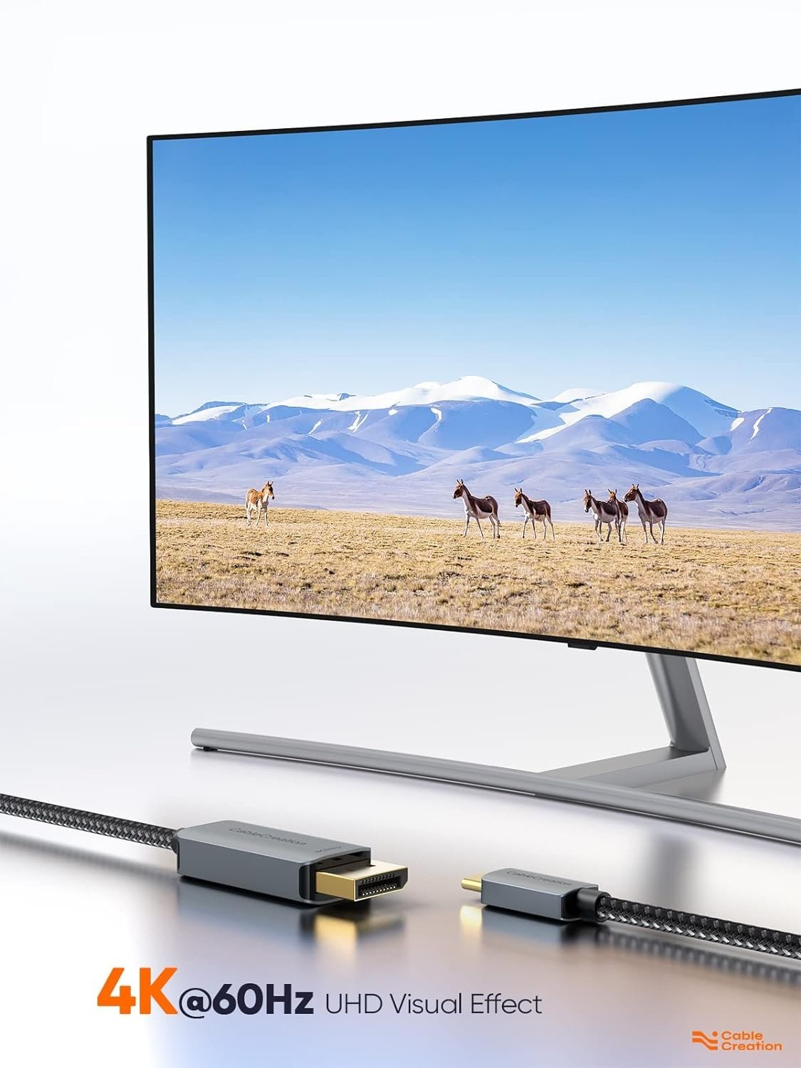 NÖRDIC 1M USBC til DisplayPort Cable UHD 4K 60Hz 21.6gbps DP Alt-modus 1.2 HDCP Aluminium Kontakt informasjon Grå