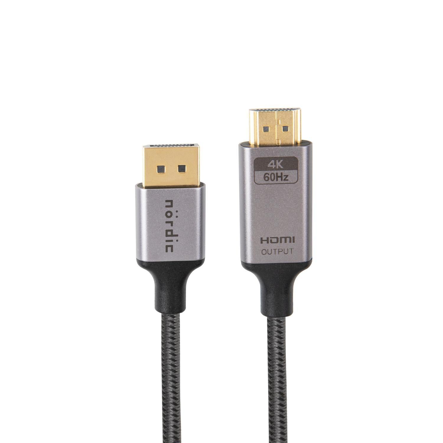 NÖRDIC 1m Displayport til HDMI 4K60Hz Dynamic HDR 18Gbps