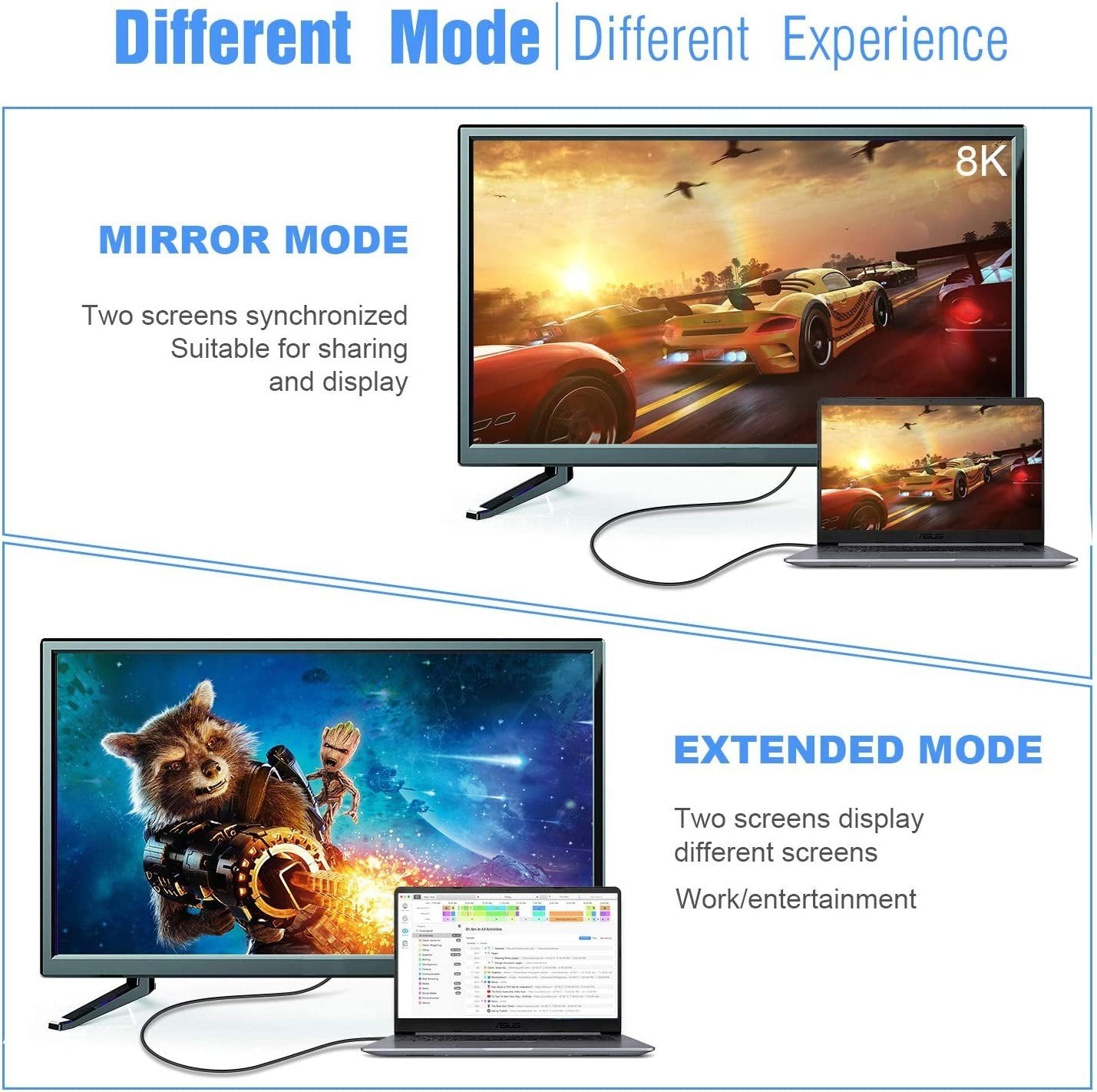 NÖRDIC 1m USBC til DP 1.4-kabel 8K30Hz 4K120Hz 32.4Gbps