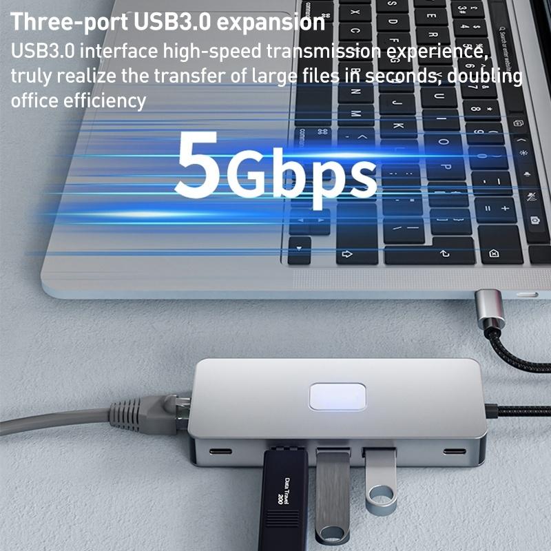 NÖRDIC 1 til 10 USB-C-dokkingstasjon 2xHDMI 4K60Hz 3xUSB3.0, 1xUSB-C, 1xRJ45 GigaLan, 1xPD100W, 1xSD og 1xMicroSD