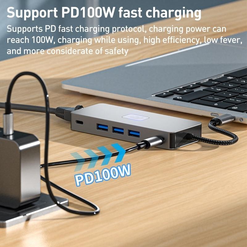 NÖRDIC 1 til 10 USB-C-dokkingstasjon 2xHDMI 4K60Hz 3xUSB3.0, 1xUSB-C, 1xRJ45 GigaLan, 1xPD100W, 1xSD og 1xMicroSD