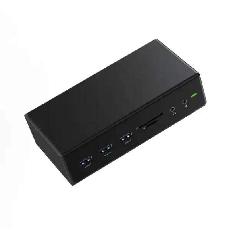 NÖRDIC 1 til 14 DisplayLink-dokkingstasjon 2xHDMI 1xVGA 5xUSB-A 1xUSB-C 100W PD 2x SD/TF-kortleser 2x3,5mm AUX