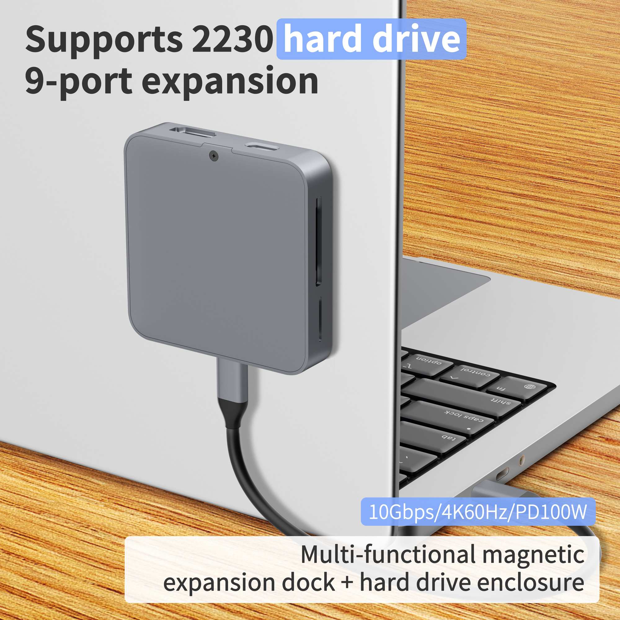 NÖRDIC  1 to 9 USB-C Docking station HDMI4K60Hz, 1xUSB-C 10G, 1xUSB-10A 5G, 1xUSB-C 100W, 1xM2 SSD 2230, 1x Stereo 3.5mm, 1x SD/MicroSD