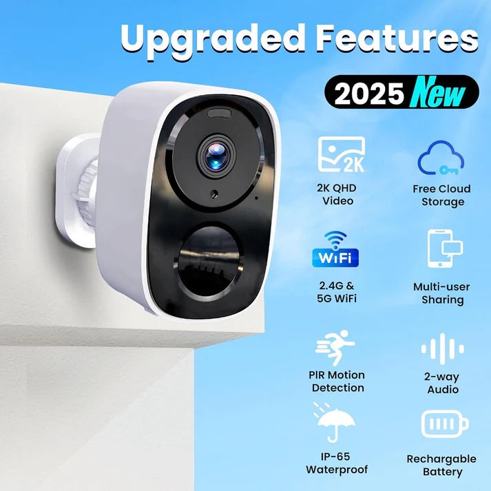 NÖRDIC 2K Security Cameras 2.4/ 5G Wireless Outdoor, Free Cloud Storage Waterproof, Night Vision