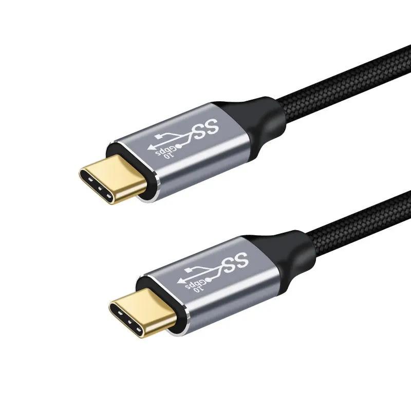 NÖRDIC 2M USB C 3.1 til USB C Nylon Flettet Kabel Hurtiglading 5A Gen2 10Gbps Strømlevering PD 100W med Emarker