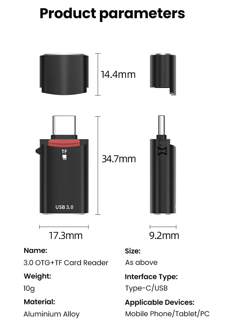 NÖRDIC USB-C 3.0-kortleser og OTG-adapter MicroSD, 1xUSB-A UHS-I