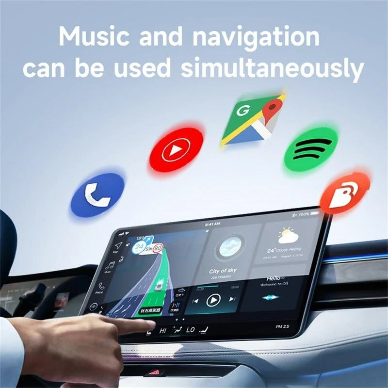 NÖRDIC 2-i-1 trådløs Android CarPlay-dongle, med USB-C-adapter, Plug & Play, WiFi 5,8 GHz, støtter iOS 10+ og Android 11+