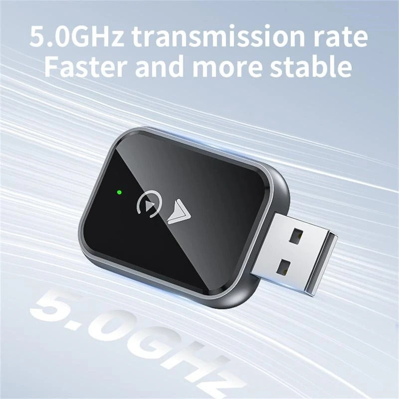 NÖRDIC 2-i-1 trådløs Android CarPlay-dongle, med USB-C-adapter, Plug & Play, WiFi 5,8 GHz, støtter iOS 10+ og Android 11+