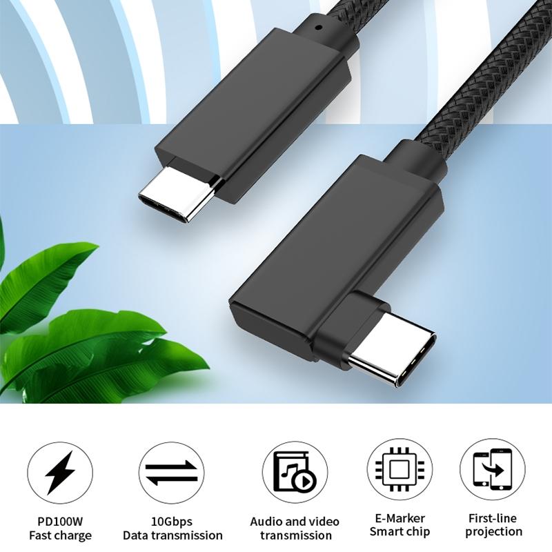 NÖRDIC 2m 10Gbps 5A strømforsyning PD100W med Emarker USB3.2 Gen2 USB-C til C kabel hurtiglading