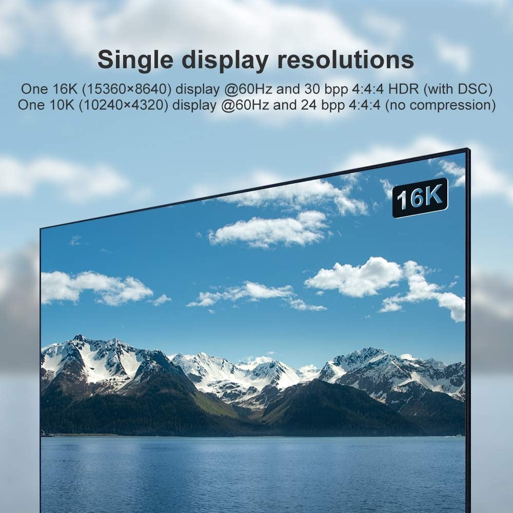 NÖRDIC 2 m nylonflettet DisplayPort 2.1 kabel DP80 UHBR20 80Gbps 16K/10K/8K@60Hz 4K@240/165/144Hz DSC 1.2a HDR HDCP 2.2 FreeSync G-Sync