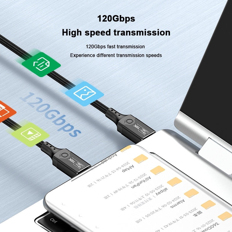 NÖRDIC 2m vinklet USB4 V2.0 120G 16K 240W kompatibel med Thunderbolt