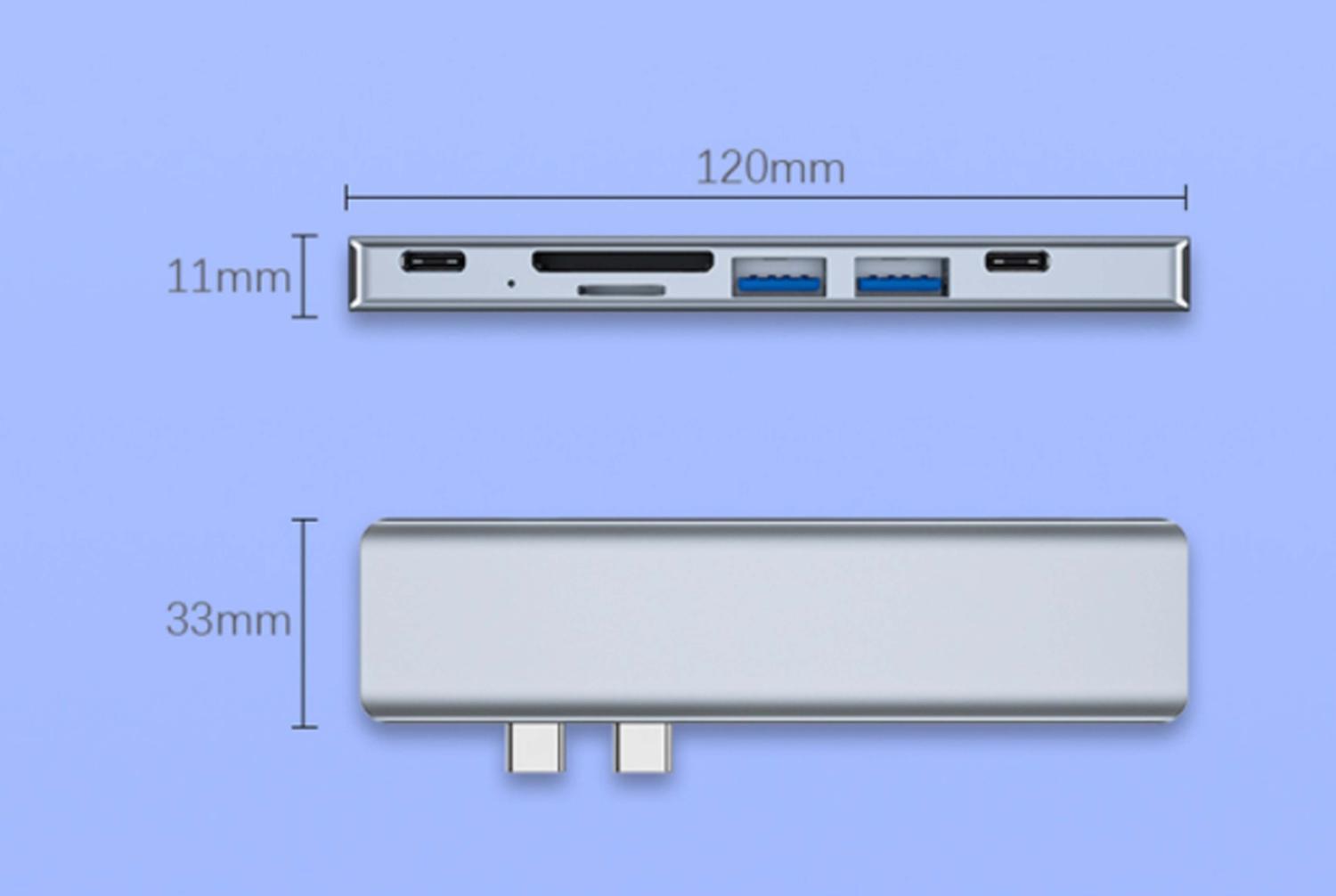 NÖRDIC 2 til 7 USB-C-dokkingstasjon for MacBook Pro og Air 1xHDMI 4K30Hz 1xUSB-A 3.1 1xUSB-A 2.0 1xUSB-C 3.1 1xUSB-C 100W PD 1x SD/TF-kortleser