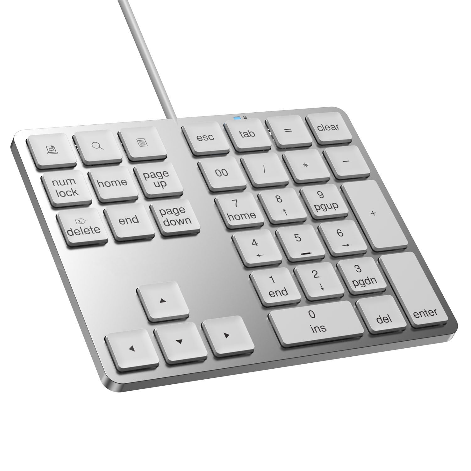 NÖRDIC USB-C Kablet numerisk tastatur, 34 taster, 2×USB-A + 1×USB-C for lading