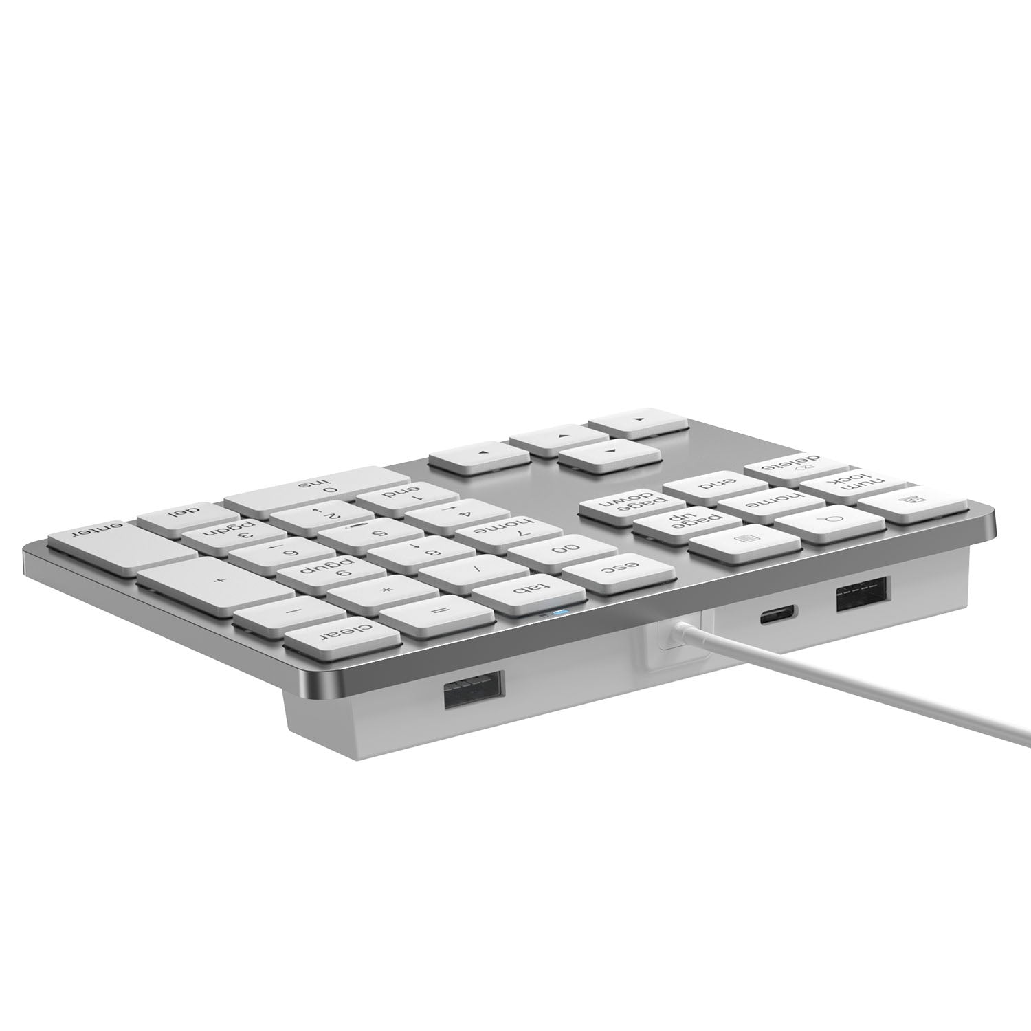 NÖRDIC USB-C Kablet numerisk tastatur, 34 taster, 2×USB-A + 1×USB-C for lading