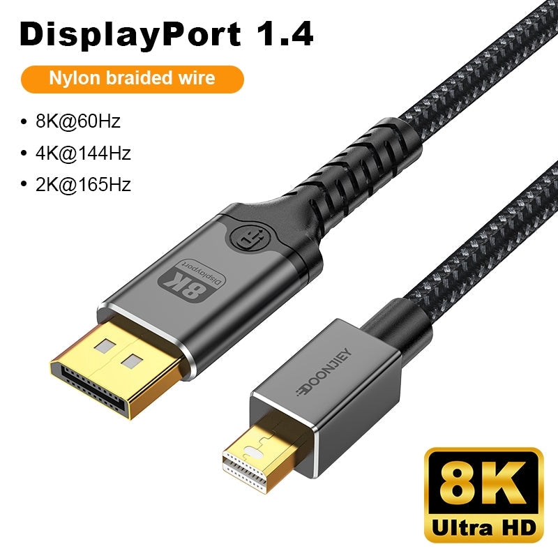 NÖRDIC 3m Mini DisplayPort til DisplayPort-kabel 8K@60Hz 4K@240Hz 32.4Gbps