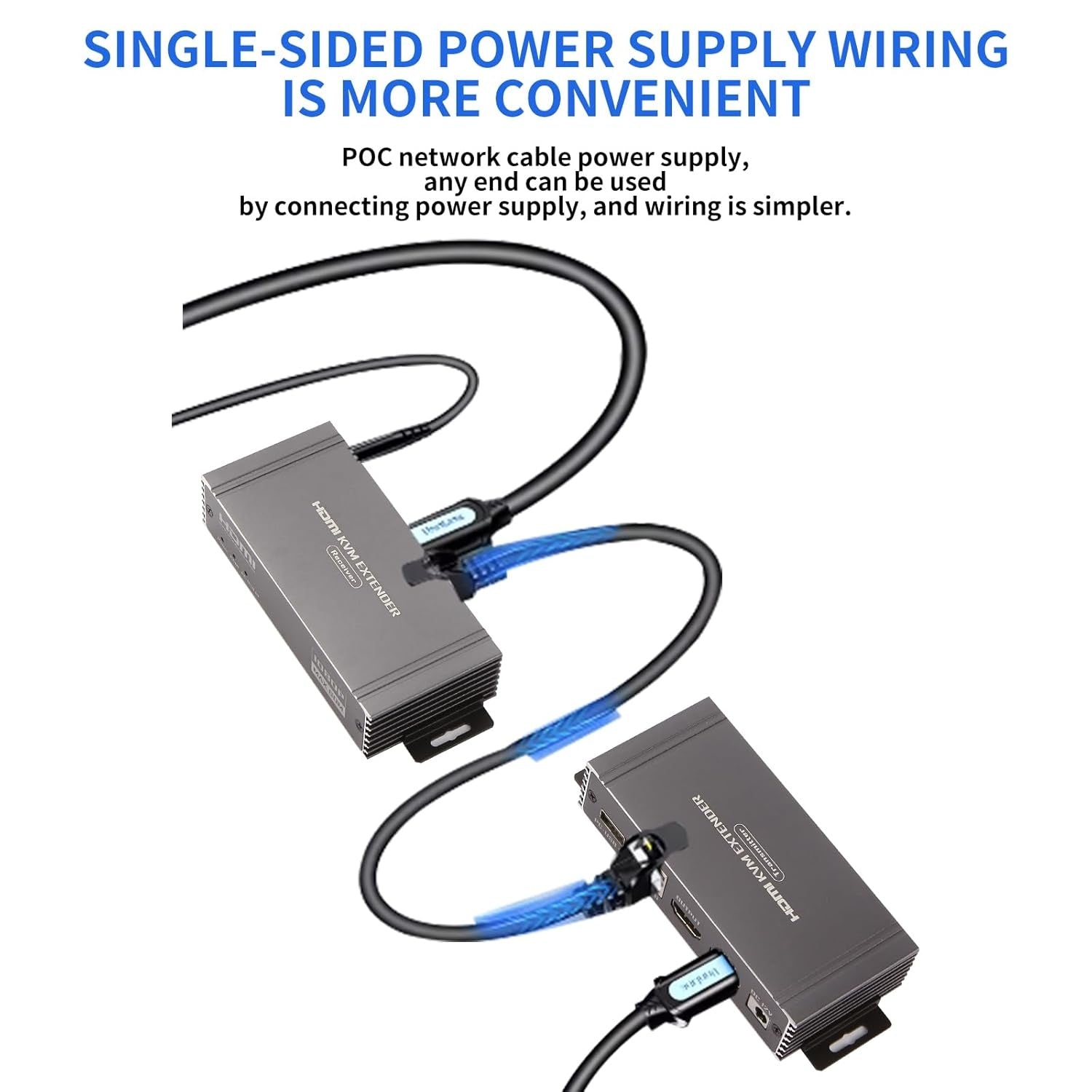 NÖRDIC 4K 60Hz 65 m HDMI KVM-forlenger med USB over Cat5e/Cat6 POC med loop-støtte for USB-tastatur og mus til PC-datamaskin