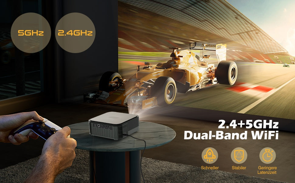 NÖRDIC 4K Projektor 500ANSI Oppløsning Dobbeltbånd Bluetooth 5.1