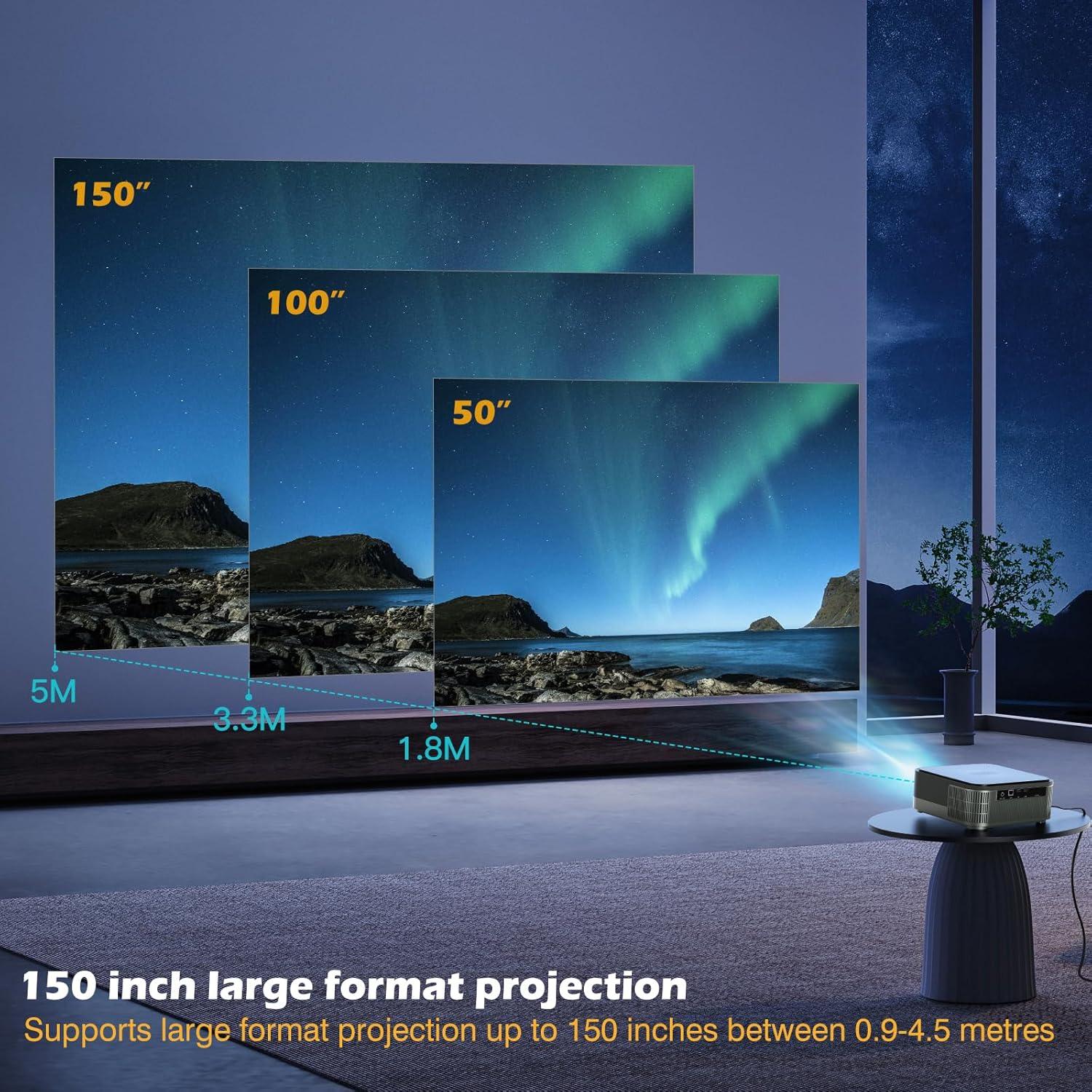 NÖRDIC 4K Projektor 500ANSI Oppløsning Dobbeltbånd Bluetooth 5.1