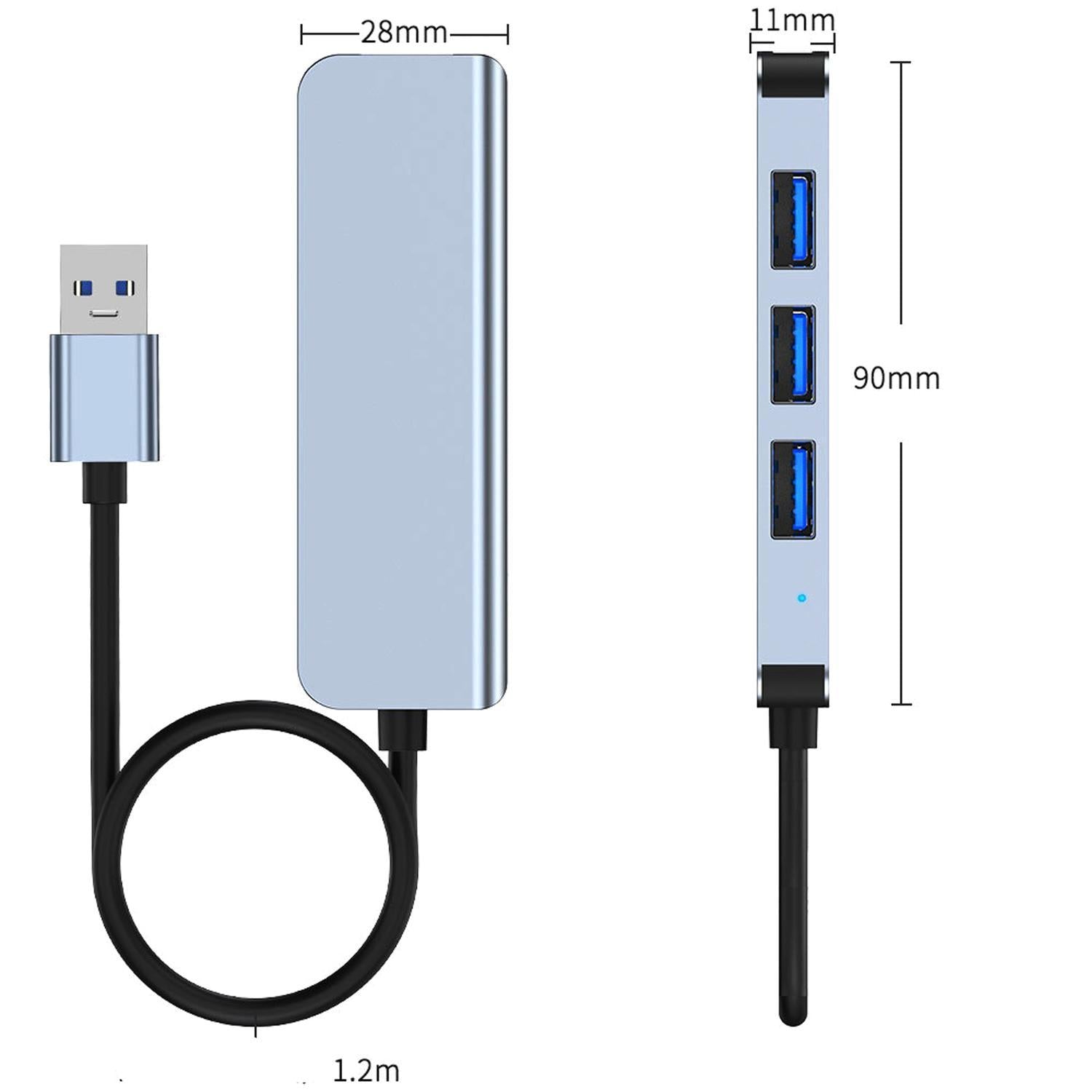 NÖRDIC USB Hub 4 porter 4xUSB-A 3.0 5Gbps 1.2m kabel