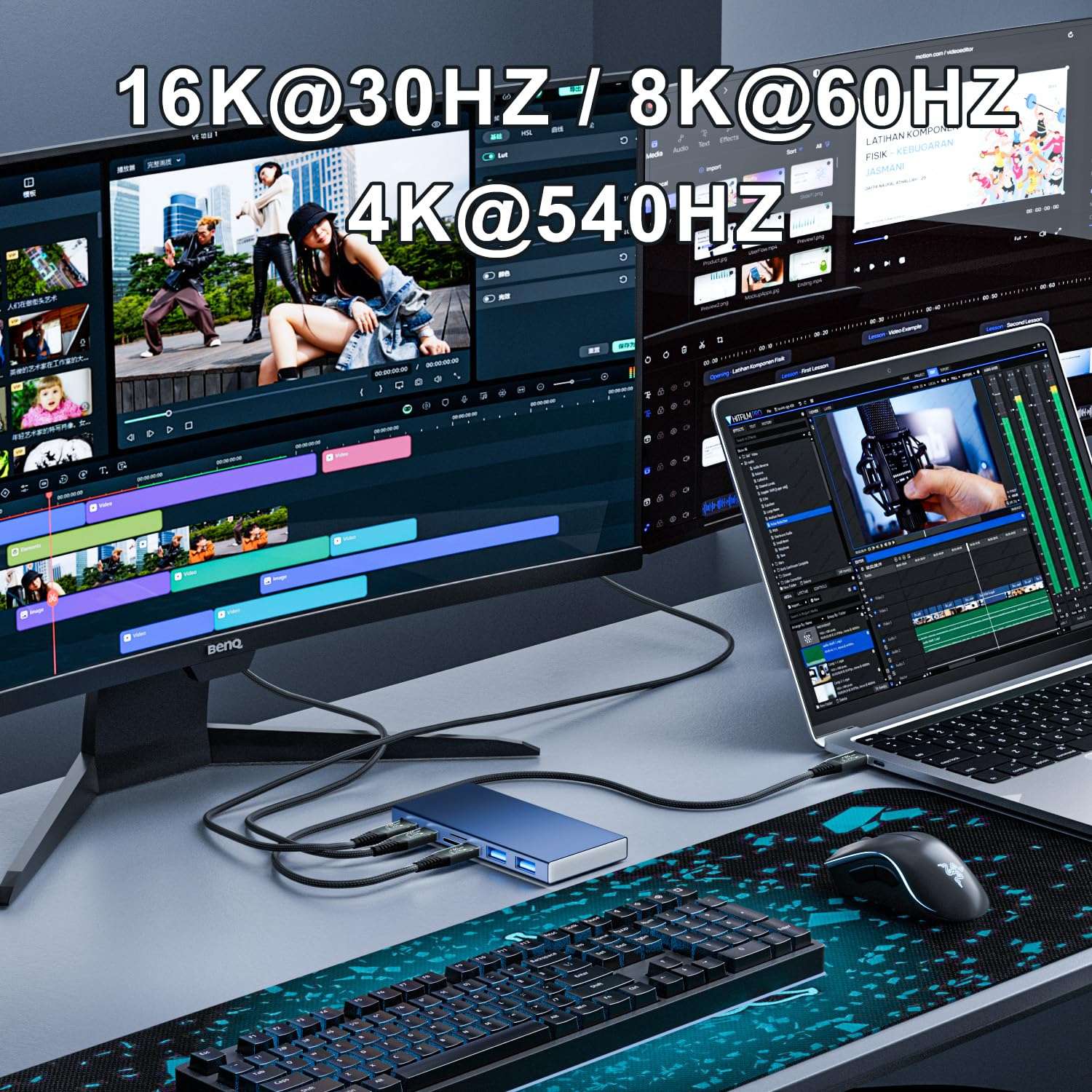 NÖRDIC 50 cm Thunderbolt 5-kabel 80Gbps dataoverføring 240W lading 120Gbps båndbredde 16K60Hz 8K60Hz 4K540Hz