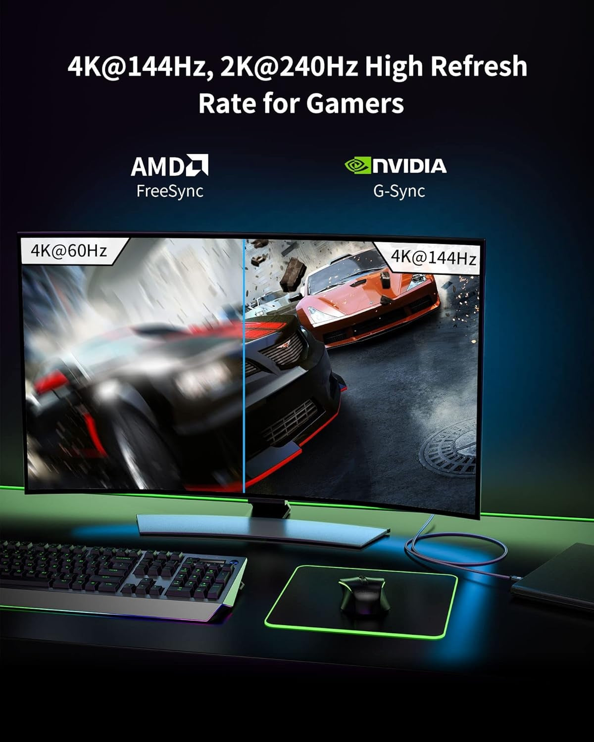 NÖRDIC 5m USBC to DP 1.4 kabel 8K60Hz 4K120Hz 32,4Gbps bi-directional