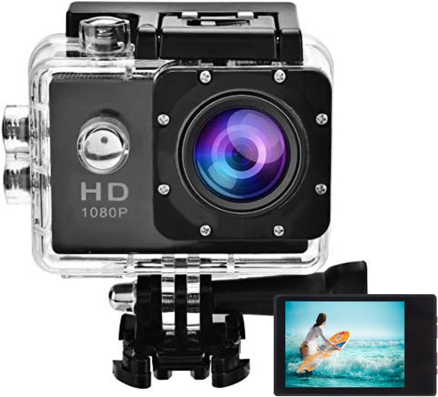 NÖRDIC Actionkamera 1080P 12MP Full HD 2,0" Skjerm WiFi, 30m vanntett