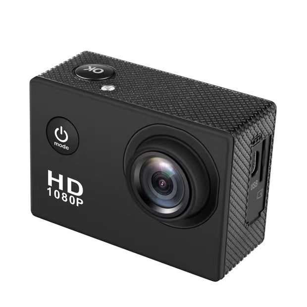NÖRDIC Actionkamera 1080P 12MP Full HD 2,0" Skjerm WiFi, 30m vanntett